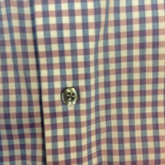 KENNETH COLE REACTION Men's XXL Cotton Button Up Blue Purple White Plaid Cotton - Picture 4 of 6